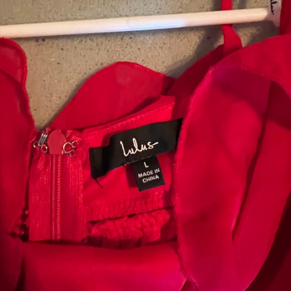 Red Lulus midi tie strap dress L - Picture 3 of 4